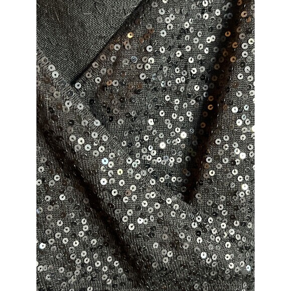 Eileen Fisher Black Sequin Silk Blend Surplice Neck Cami Tank Top Size M - Picture 4 of 10